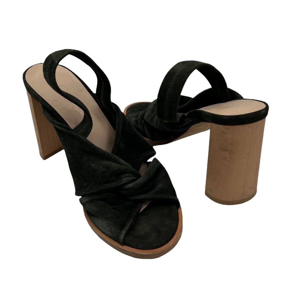 COS Green Suede Strappy Block Heel Slingback Sandals Size 36 Women’s